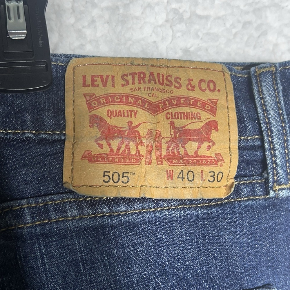Levi's 505 Jeans Mens 40x30 Blue Regular Fit Straight Leg Dark Wash Denim (READ) - Picture 9 of 11